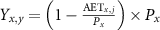 ${Y_{x,y}} = \left( {1 - \frac{{{\text{AE}}{{\text{T}}_{x,j}}}}{{{P_x}}}} \right) \times {P_x}$