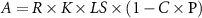 $A = R \times K \times LS \times \left( {1 - C \times {\text{P}}} \right)$