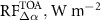 ${\text{RF}}_{\Delta \alpha }^{{\text{TOA}}},{ }\,{\text{W }}{{\text{m}}^{ - 2}}$
