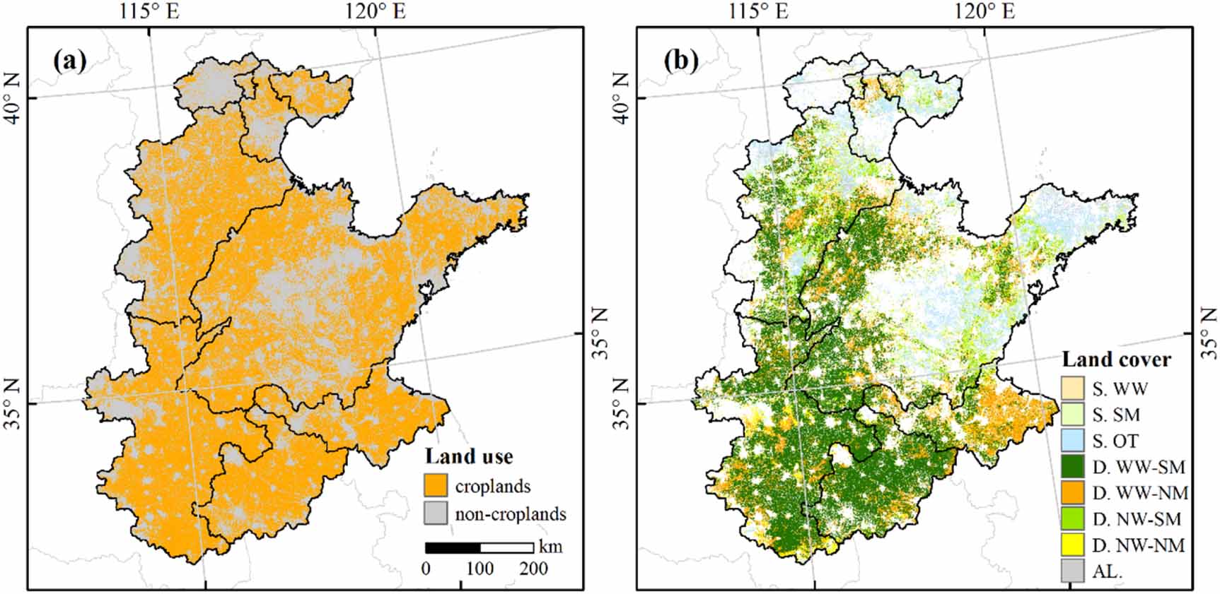 Patterns and causes of winter wheat and summer maize rotation area ...