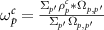 $\omega_p^c = \frac{\Sigma_{p^{^{\prime}}}\rho_p^c*\Omega_{p,p^{^{\prime}}}}{\Sigma_{p^{^{\prime}}}\Omega_{p,p^{^{\prime}}}}$