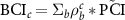 $\textrm {BCI}_c = \Sigma_b \rho_b^c*\tilde{\textrm {PCI}}$