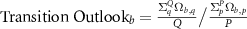 $\textrm {Transition Outlook}_b = \frac{\Sigma_q^Q \Omega_{b, q}}{Q} \big/ \frac{\Sigma_p^P \Omega_{b, p}}{P}$