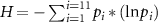 $H = - \mathop \sum \nolimits_{i = 1}^{i = 11} {p_i}*(\ln {p_i})$