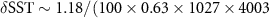 $\delta \textrm{SST} \sim 1.18/(100\times0.63\times1027\times4003$
