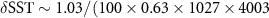 $\delta \textrm{SST} \sim 1.03/(100\times0.63\times1027\times4003$