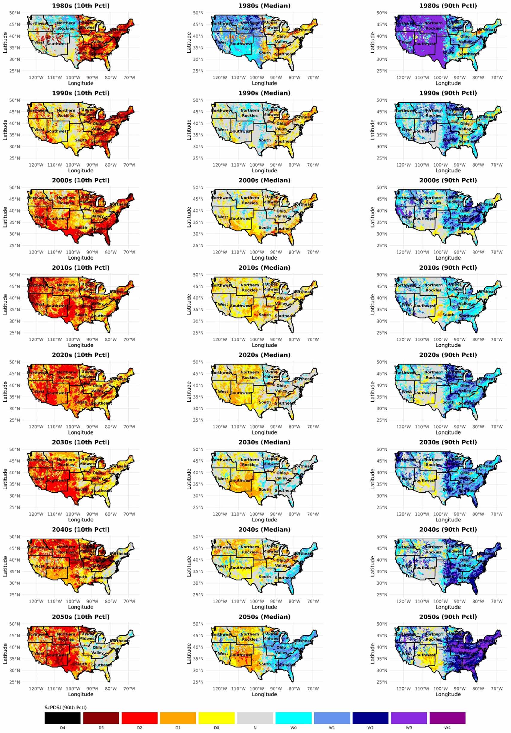 Projected evolution of droughts and human exposure in the contiguous ...
