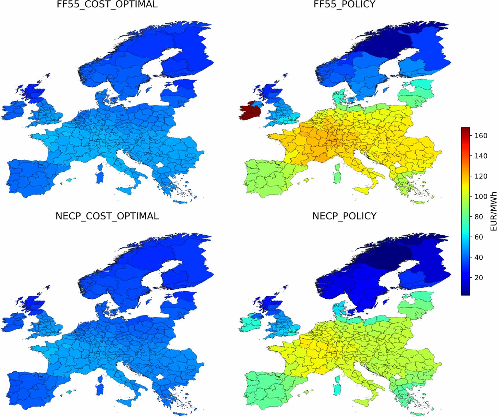 Cost-optimal vs. policy-driven scenarios for a decarbonised