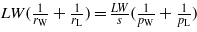 $L W(\frac{1}{{r}_{\mathrm{W}}}+\frac{1}{{r}_{\mathrm{L}}})=\frac{L W}{s}(\frac{1}{{p}_{\mathrm{W}}}+\frac{1}{{p}_{\mathrm{L}}})$