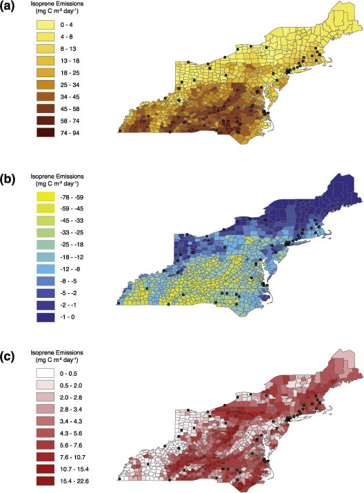 Simulated changes in biogenic VOC emissions and ozone formation from ...