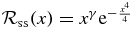 $\mathcal{R}_{{\rm ss}}(x) = x^\gamma {\rm e}^{-{{x^4}\over 4}}$