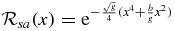$\mathcal{R}_{sa}(x) = {\rm e}^{-{{\sqrt{g}}\over 4} (x^4 +{b\over g} x^2)}$