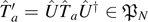 ${\hat{T}}_{a}^{\prime }=\hat{U}{\hat{T}}_{a}{\hat{U}}^{{\dagger}}\in {\mathfrak{P}}_{N}$