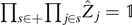${\prod }_{s\in +}{\prod }_{j\in s}{\hat{Z}}_{j}=\mathbb{1}$