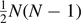 $\frac{1}{2}N(N-1)$