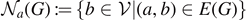${\mathcal{N}}_{a}(G){:=}\left\{b\in \mathcal{V}\vert (a,b)\in E(G)\right\}$