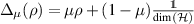 $\Delta_\mu(\rho) = \mu \rho + (1-\mu) \frac{\unicode{x1D7D9}}{\dim(\mathcal{H})}$