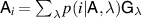 $\mathsf{A}_i = \sum_\lambda p(i|\mathsf{A}, \lambda) \mathsf{G}_\lambda$