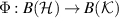 $\Phi: B(\mathcal{H})\to B(\mathcal{K})$