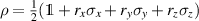$\rho = \tfrac{1}{2} (\unicode{x1D7D9} + r_x\sigma_x + r_y\sigma_y + r_z\sigma_z )$