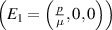 $\left( {{E_1} = \left( {\frac{p}{\mu },0,0} \right)} \right)$