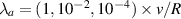 $\lambda_a = (1,10^{-2},10^{-4})\times v/R$