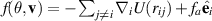 $f(\theta,\mathbf{v}) = -\sum\nolimits_{j \ne i} \nabla_i U(r_{ij}) + f_a \hat{\mathbf{e}}_i$
