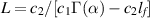 $L = c_2/[c_1\Gamma(\alpha)-c_2l_f]$