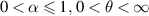 $0 \lt \alpha\unicode{x2A7D}1,\,0 \lt \theta \lt \infty$