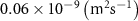 $0.06 \times {10^{ - 9}}{ }\left( {{{\text{m}}^{\text{2}}}{\text{s}}^{-1}} \right)$