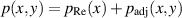 $p(x,y) = p_{\textrm{Re}}(x)+p_{\textrm{adj}}(x,y)$