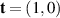 $\mathbf{t} = (1,0)$