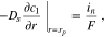 ${\left.-{D}_{s}\displaystyle \frac{\partial {c}_{1}}{\partial r}\right|}_{r={r}_{p}}=\displaystyle \frac{{i}_{n}}{F}\,,$