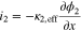 ${i}_{2}=-{\kappa }_{2,{\rm{eff}}}\displaystyle \frac{\partial {\phi }_{2}}{\partial x}$