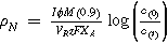 ${\rho }_{N}\,=\,\tfrac{I\phi M(0.9)}{{V}_{R}zF{X}_{A}}\,\mathrm{log}\left(\tfrac{{c}_{\left(0\right)}}{{c}_{\left(t\right)}}\right)$