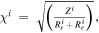${\chi }^{i}\,=\,\sqrt{\left(\tfrac{{Z}^{i}}{{R}_{s}^{i}+{R}_{e}^{i}}\right)},$