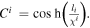 ${C}^{i}\,=\cos \,{\rm{h}}\left(\tfrac{{l}_{i}}{{\chi }^{i}}\right).$