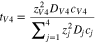 ${t}_{V4}=\displaystyle \frac{{z}_{V4}^{2}{D}_{V4}{c}_{V4}\,}{\displaystyle {\sum }_{j=1}^{4}{z}_{j}^{2}{D}_{j}{c}_{j}}$