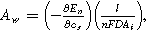 ${A}_{w}=\left(-\tfrac{\partial {E}_{n}}{\partial {c}_{s}}\right)\left(\tfrac{l}{nFD{A}_{i}}\right),$