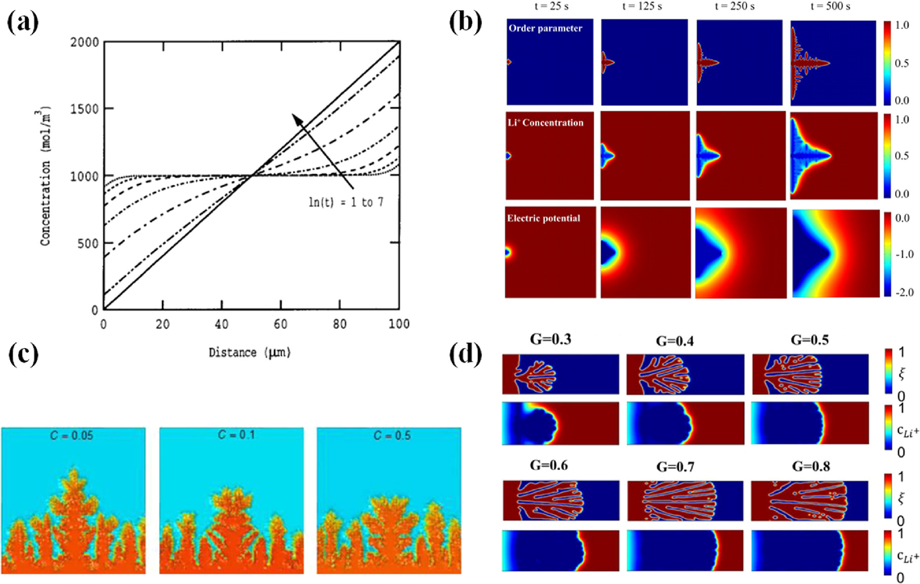 Phase Field Simulation for Dendrite Growth in Energy Storage