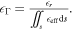 ${{\epsilon }}_{{\rm{\Gamma }}}=\tfrac{{{\epsilon }}_{r}}{\displaystyle {\iint }_{s}{{\epsilon }}_{{\rm{e}}{\rm{f}}{\rm{f}}}{\rm{d}}s}.$