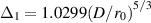 ${\Delta _1} = 1.0299{\left( {D/{r_0}} \right)^{5/3}}$