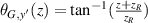 $\theta_{G,y^{^{\prime}}}(z) = \tan^{-1}(\frac{z+z_R}{z_R})$