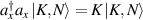 $a_{x}^{\dagger }{{a}_{x}}\left| K,N \right\rangle = K\left| K,N \right\rangle$
