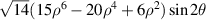 $\sqrt {14} (15{\rho ^6} - 20{\rho ^4} + 6{\rho ^2})\sin 2\theta $