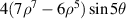 $4(7{\rho ^7} - 6{\rho ^5})\sin 5\theta $