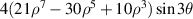 $4(21{\rho ^7} - 30{\rho ^5} + 10{\rho ^3})\sin 3\theta $