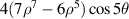 $4(7{\rho ^7} - 6{\rho ^5})\cos 5\theta $