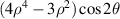 $(4{\rho ^4} - 3{\rho ^2})\cos 2\theta $