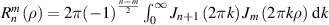 $R_n^m\left( \rho \right) = 2{{\pi }}{\left( { - 1} \right)^{\frac{{n - m}}{2}}}\int_0^\infty {{J_{n + 1}}\left( {2{{\pi }}k} \right){J_m}\left( {2{{\pi }}k\rho } \right)} {\text{ d}}k$